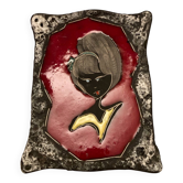 Vintage hanging decorative plate in lava stone
