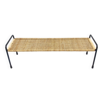 Table d'appoint Carl Aubock, banc à fleurs, fer, rotin, osier, Autriche, années 1950