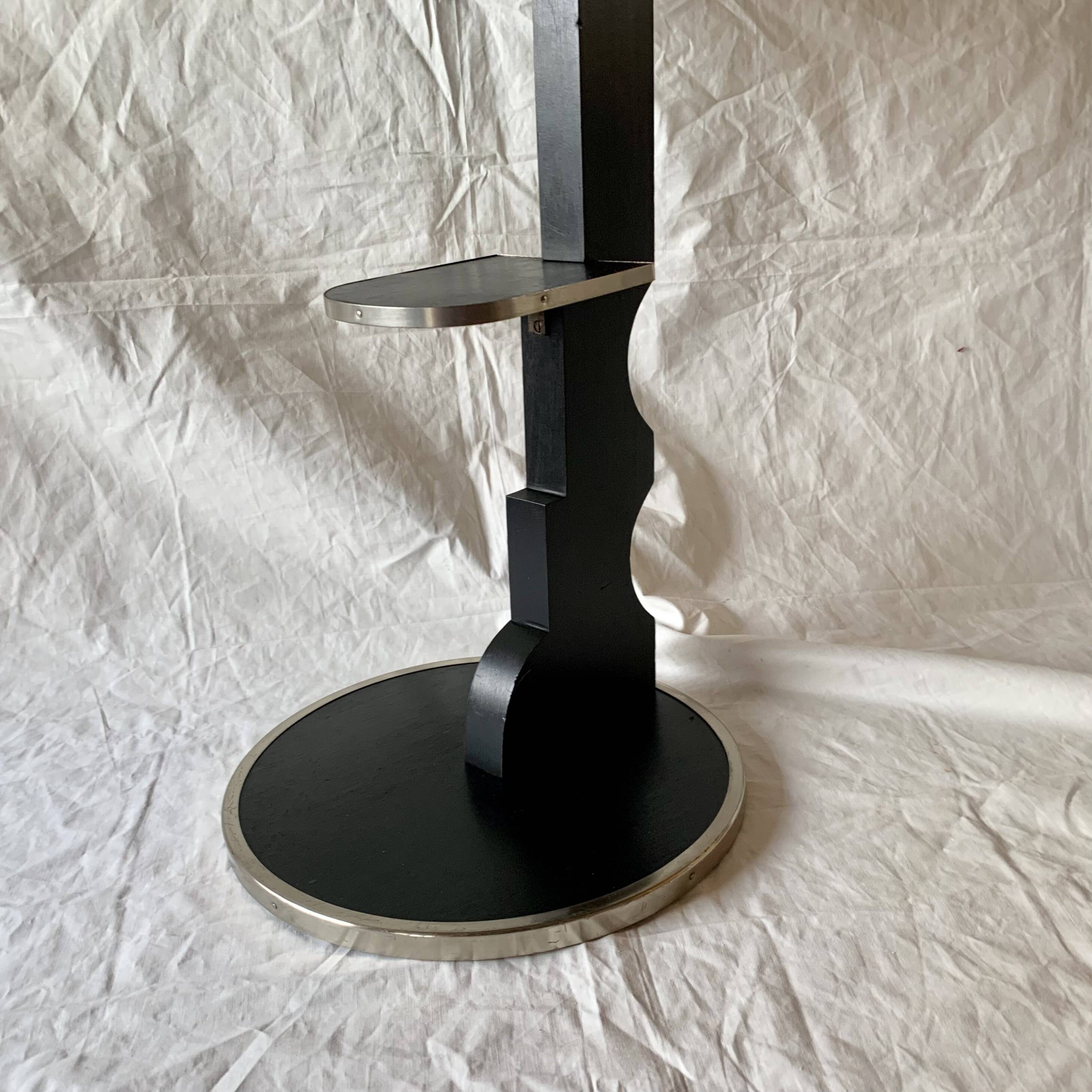 Vintage side table in glass, wood and aluminum