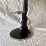 Vintage side table in glass, wood and aluminum