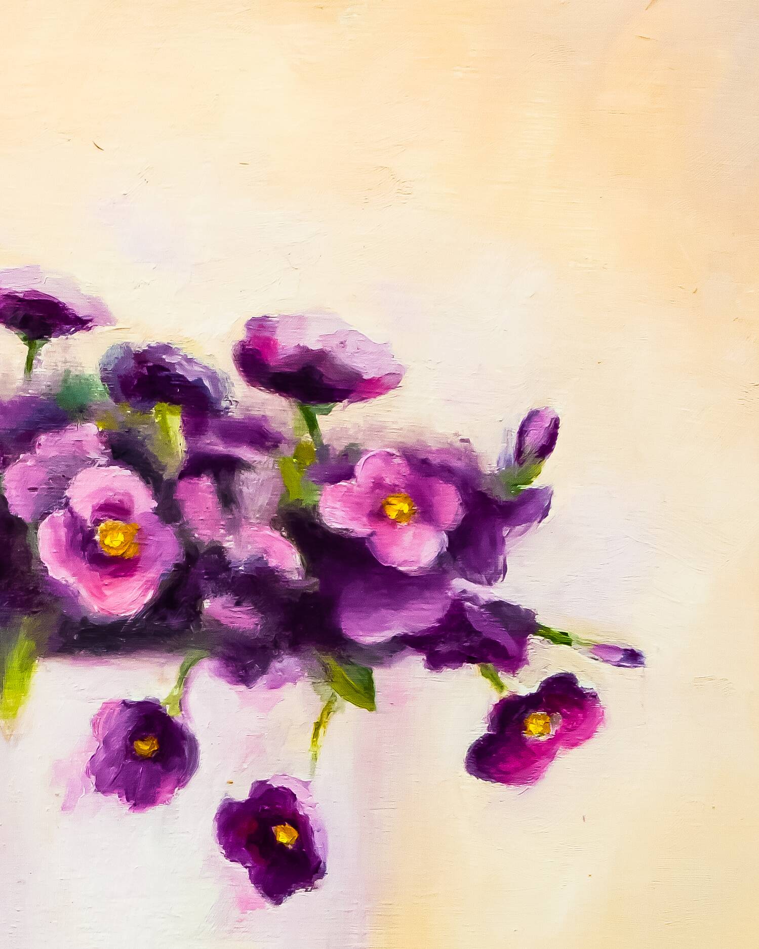 Cuadro al oleo de flores. Flores al oleo.