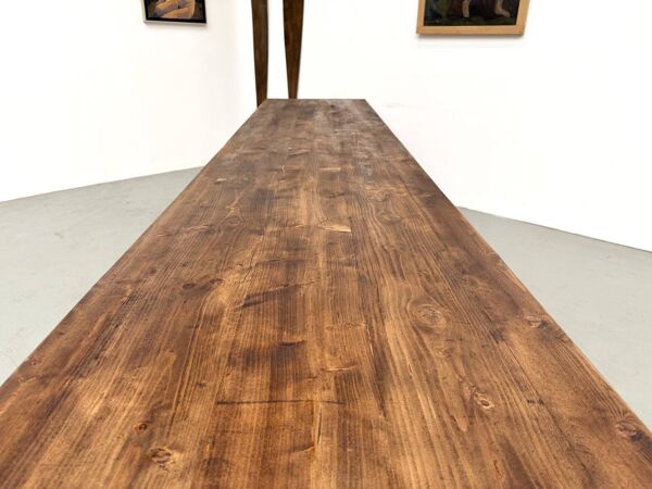Table de ferme XXL 4 mètres en pin massif - 6 pieds - Années 50