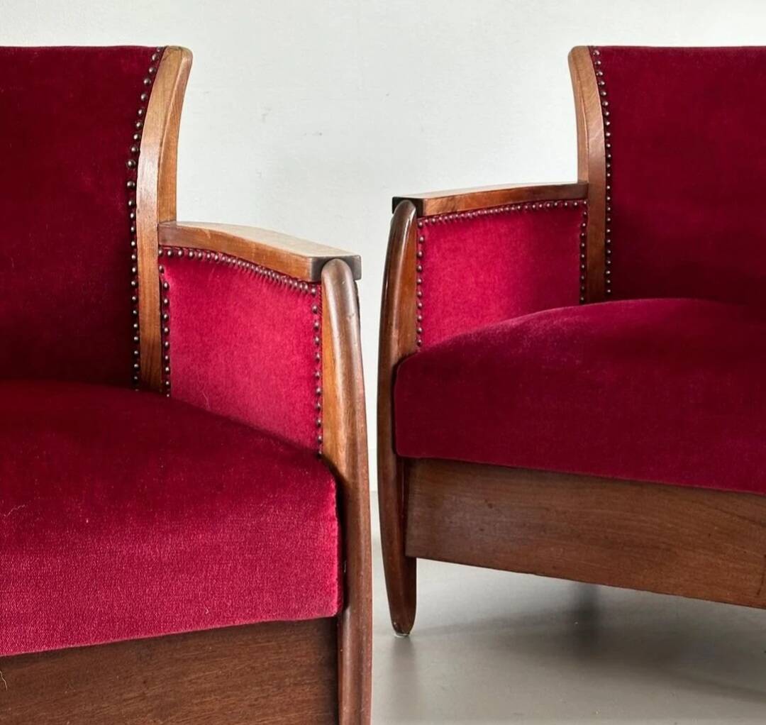 2 x Art Nouveau club chairs.