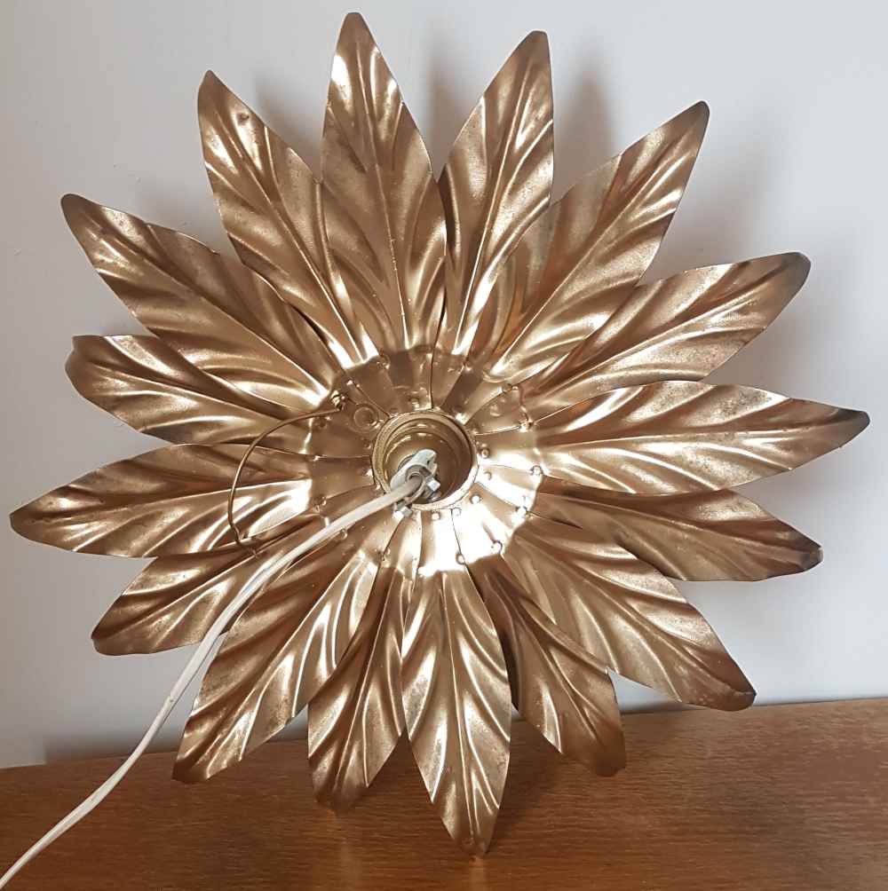 Plafonnier fleur métal années 70