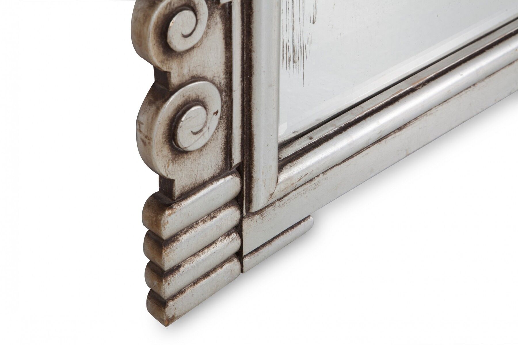 Art deco mirror in silver gilded wood 1930 68x88cm