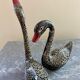 Pair brass swans