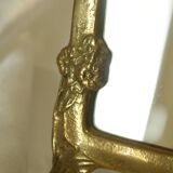 Art Nouveau brass bridge mirror 17 x 13
