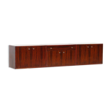 Rosewood wall mounted floating sideboard / TV cabinet / bookcase wall system unit, 1960s