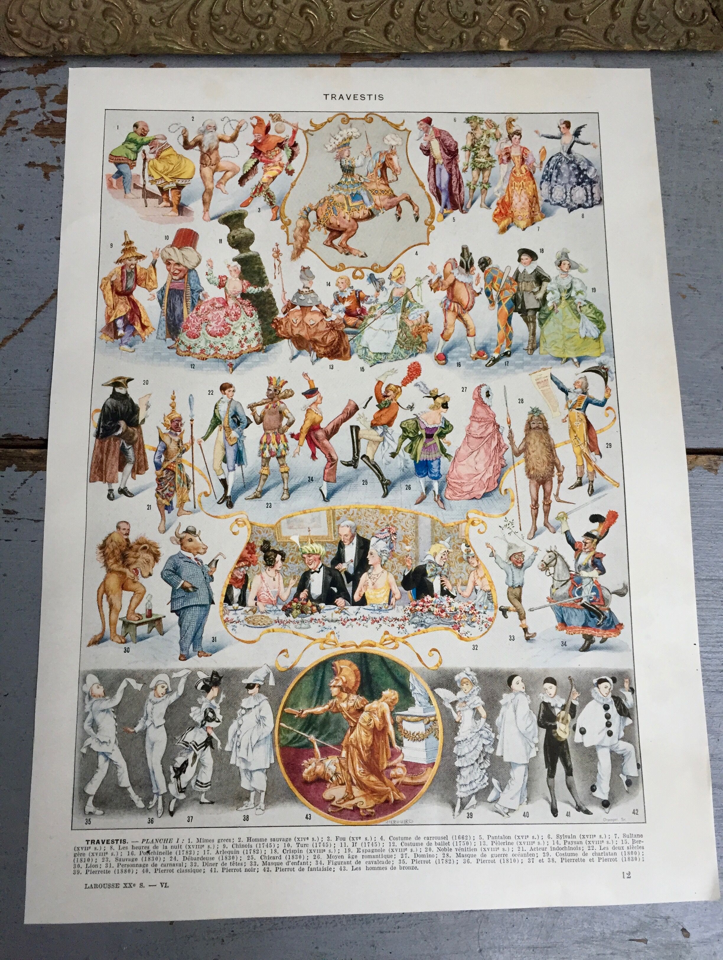 Illustration ancienne, encyclopedie Larousse, "Travestis"