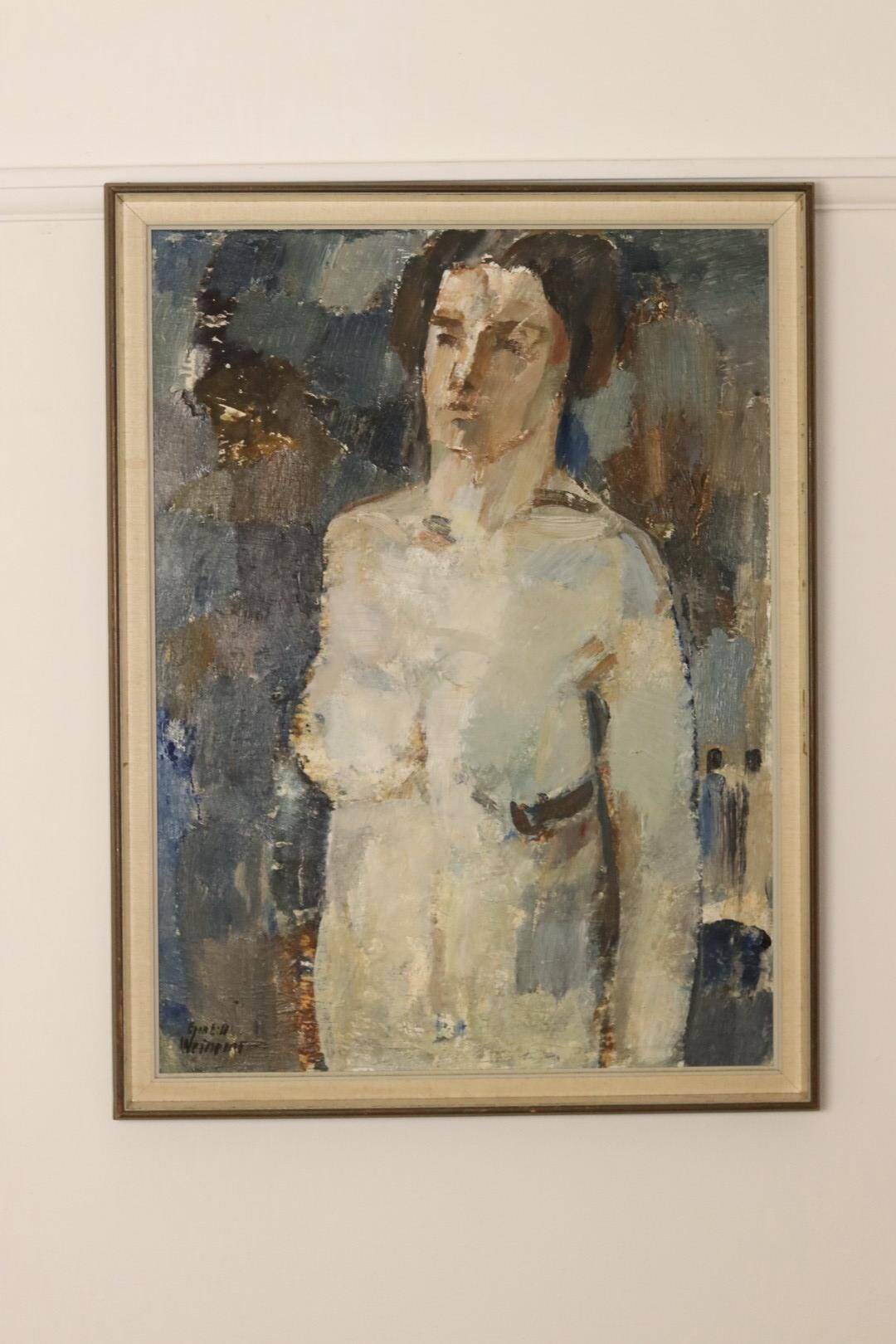 Large Swedish Mid-Century Oil On Canvas Painting" Nude Study " by Egon E:son Weinemo