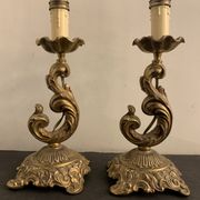 Pair of legs of bronze lamps rocaille style