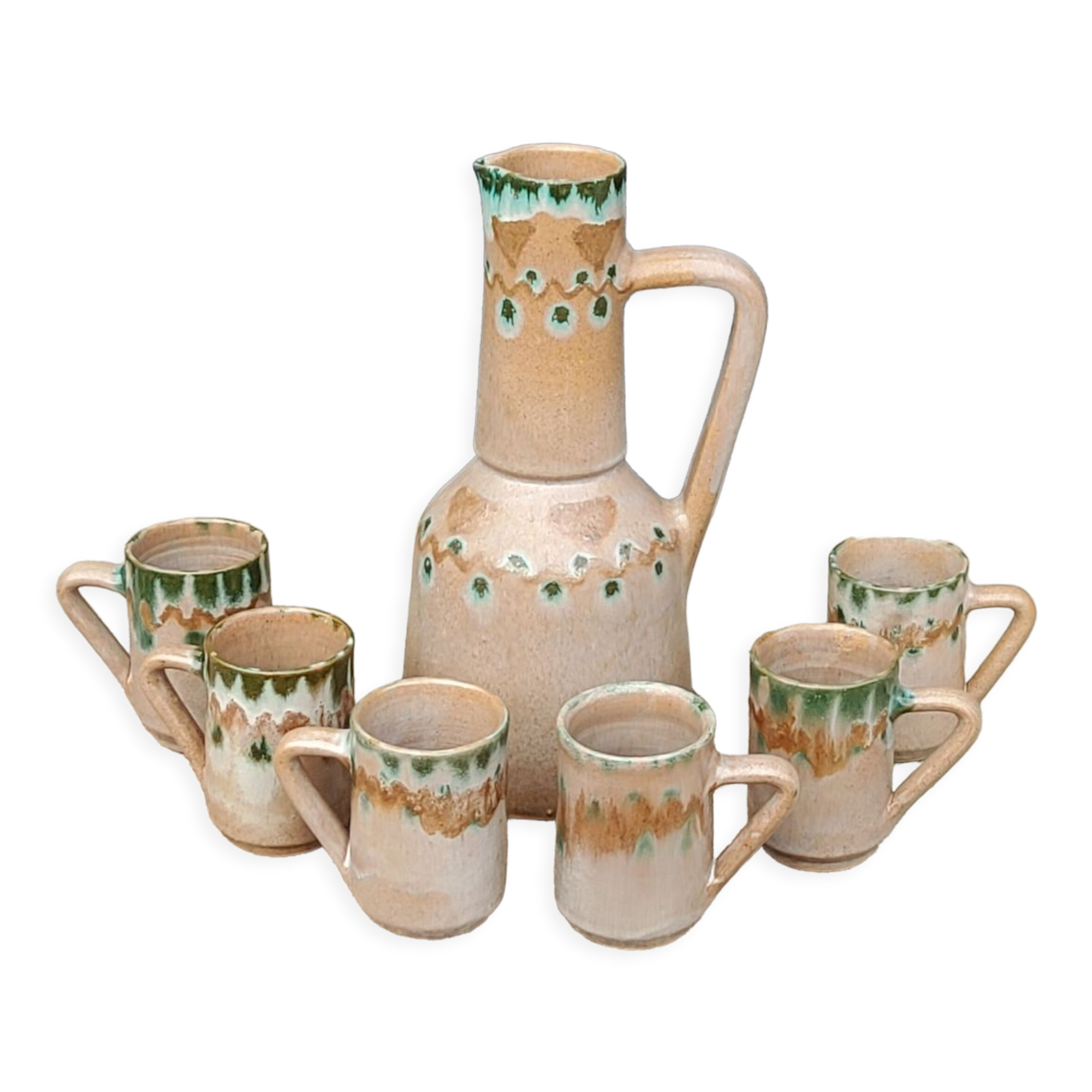 Orangeade service from the 70s in glazed terracotta