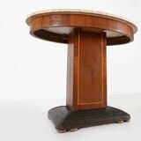 Table d'appoint Art Déco de De Coene Freres avec marqueterie en bois et plateau en marbre, années 1930