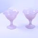 2 frosted pink glass ice cream cups