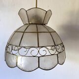Suspension vintage en nacre et laiton