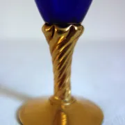 6 vintage cobalt blue and gold Murano aperitif glasses