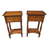 Pair of bedside tables in solid cherry wood
