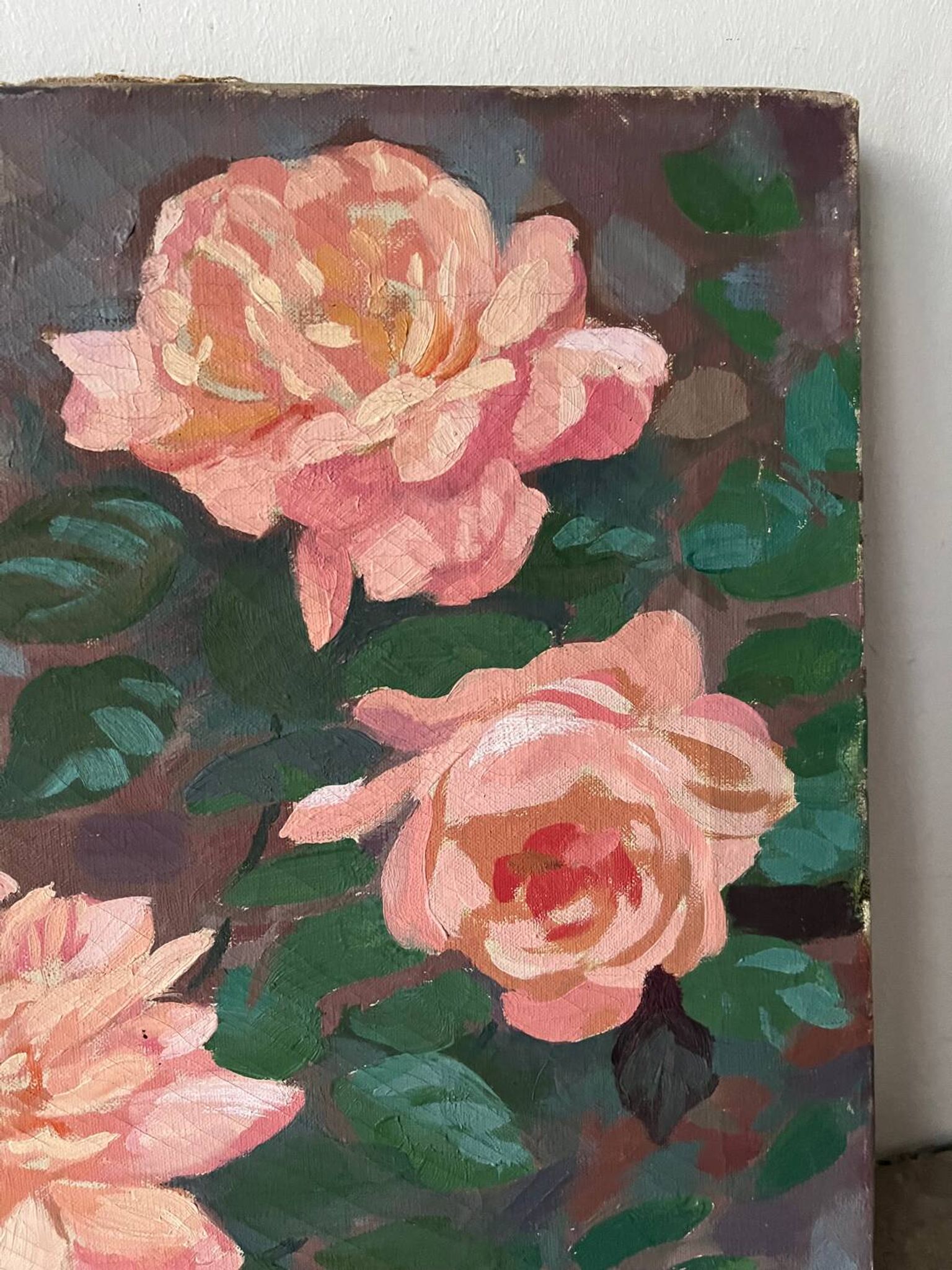 The roses, oil on canvas signed Mahelin.