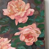 The roses, oil on canvas signed Mahelin.
