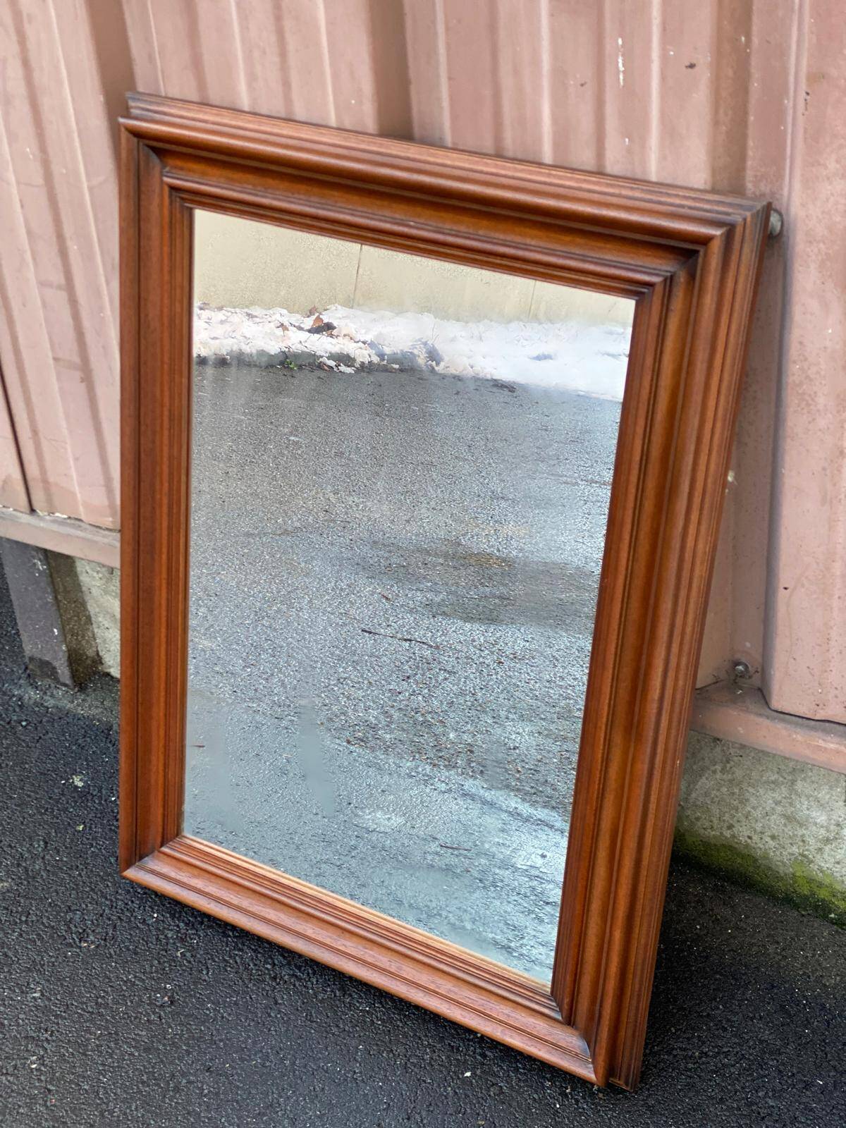 Vintage Scandinavian rectangular mirror in solid wood 75x55cm