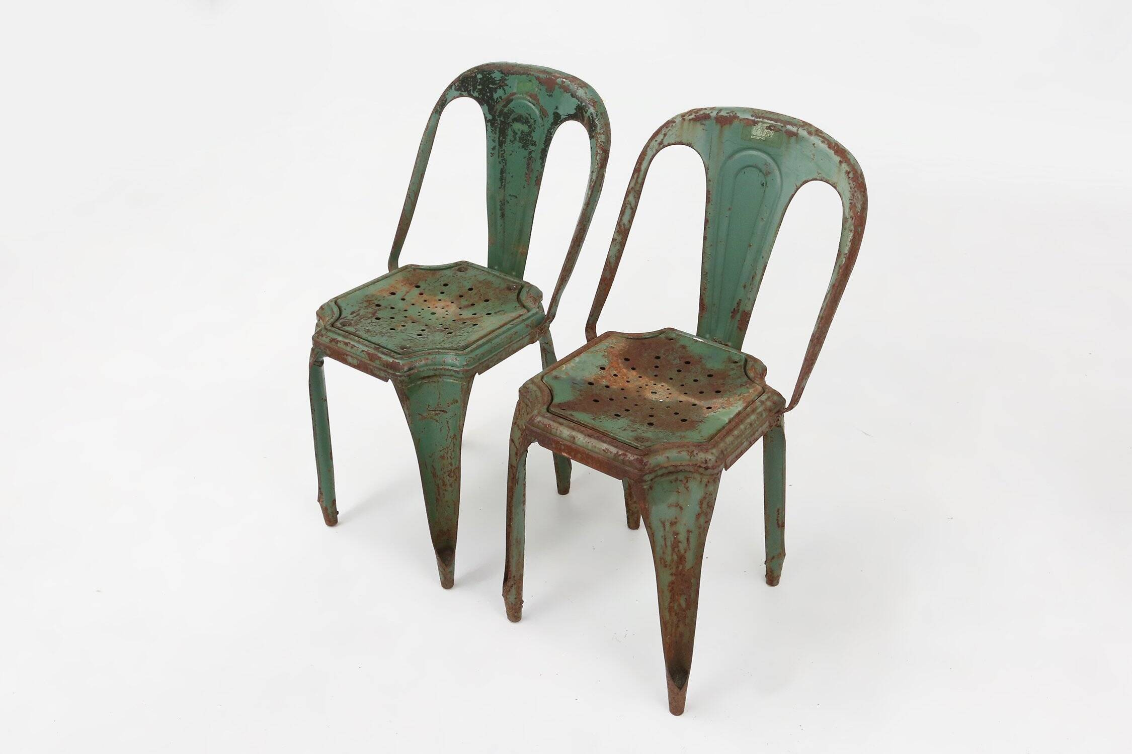 Set of 4 Vintage green Model A Chairs from Tolix, France, 1950s