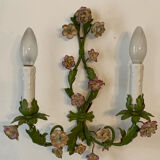 Paire appliques fleurs porcelaine