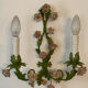 Pair of porcelain flower wall lights
