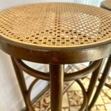 Wooden and cane bistro bar stools