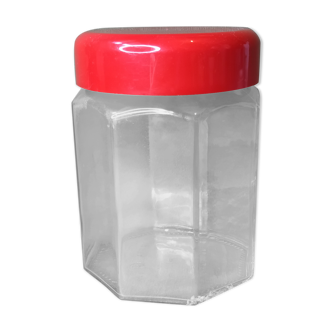Octagonal jar amora 805 ml vintage red lid