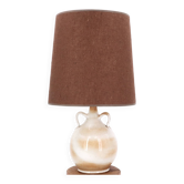 Lampe grès du marais beige à anses, abat jour marron