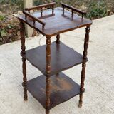 Napoleon style side table in solid vintage oak wood with 3 shelves