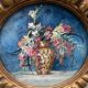 Miniature on paper still life bouquet of flowers golden frame 1900
