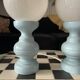 Lampe en bois italienne tournée et opaline années 1970