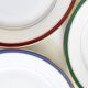 Set of 3 dessert plates Limoges green burgundy blue