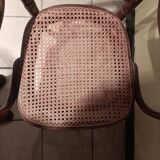 Thonet ancien fauteuil chaise bistrot cannée bois signé