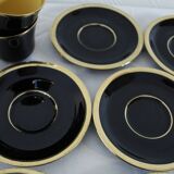 Porcelain coffee set - Porcelac - 6 cups + saucers - black and colors