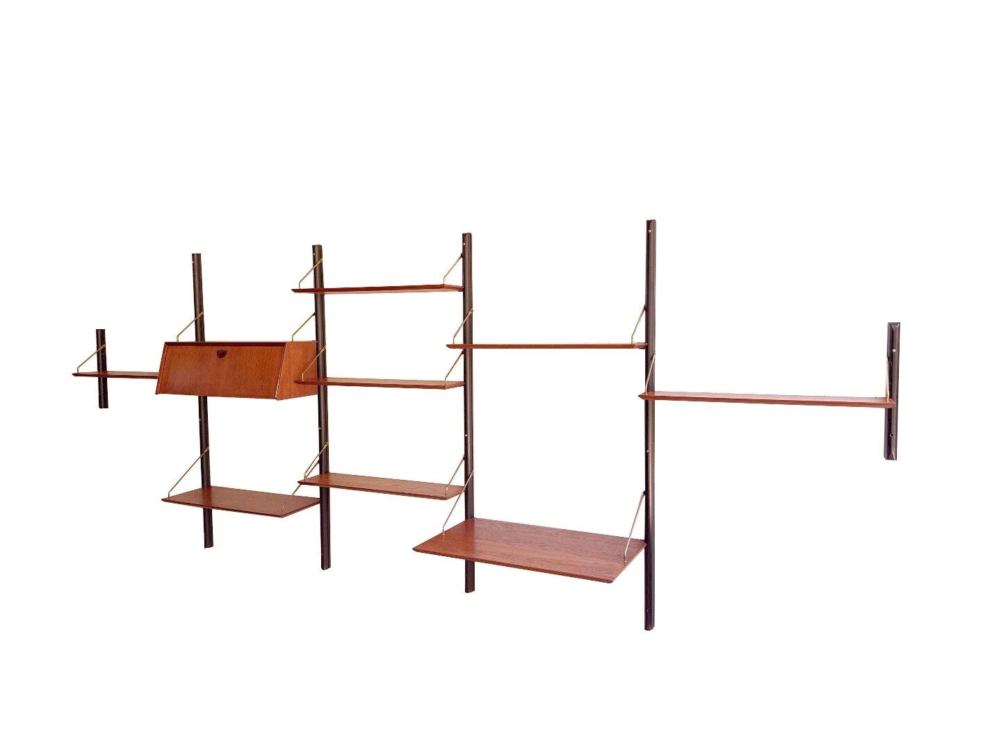 Un ensemble mural vintage de 5 pièces avec bureau par Louis van Teeffelen.
