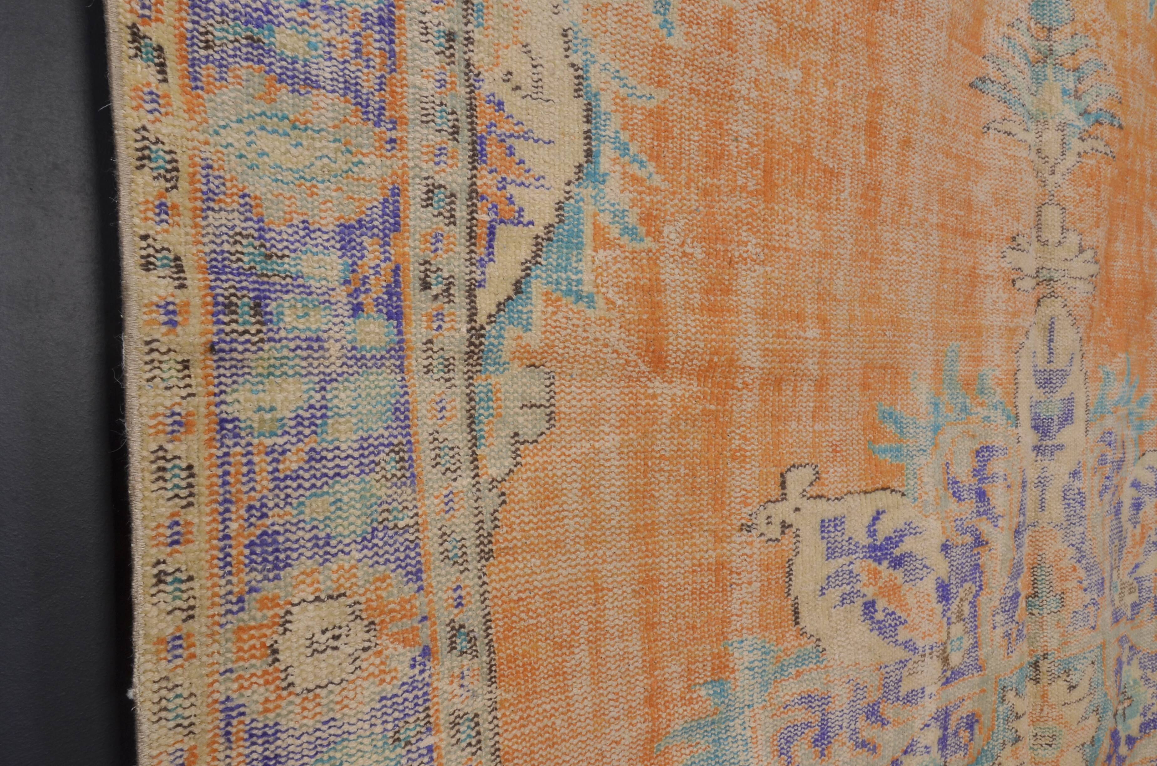 Vintage Handknotted Oushak Wool Rug sku2321