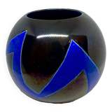 Vase boule français céramique - J. Suzor motif géométrique - Ruban