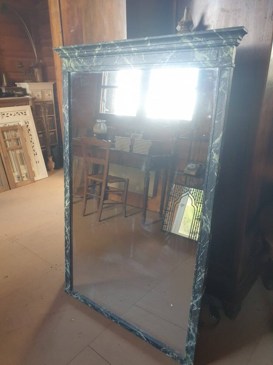 Large mirror - trumeau with a wooden frame imitating marble - 20th century