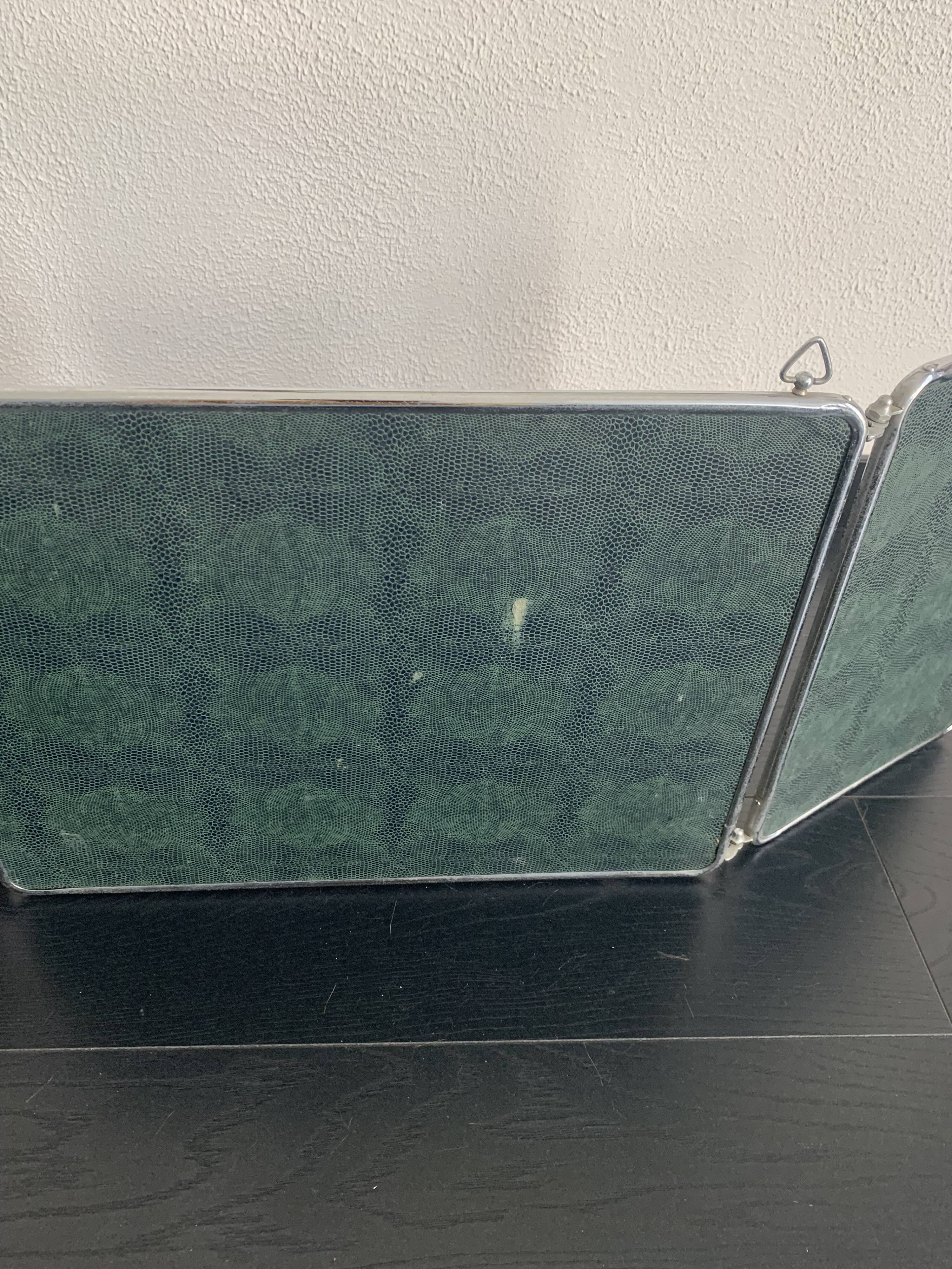 Vintage mirror 1950 triptych barber Arpin fir - 37 x 103 cm