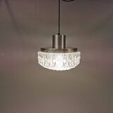 Beautiful hanging lamp in aluminium and hard-pressed crystal glass, probably Swedish