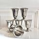 6 vintage stainless steel ice cream cups in the shape of a tumbler.