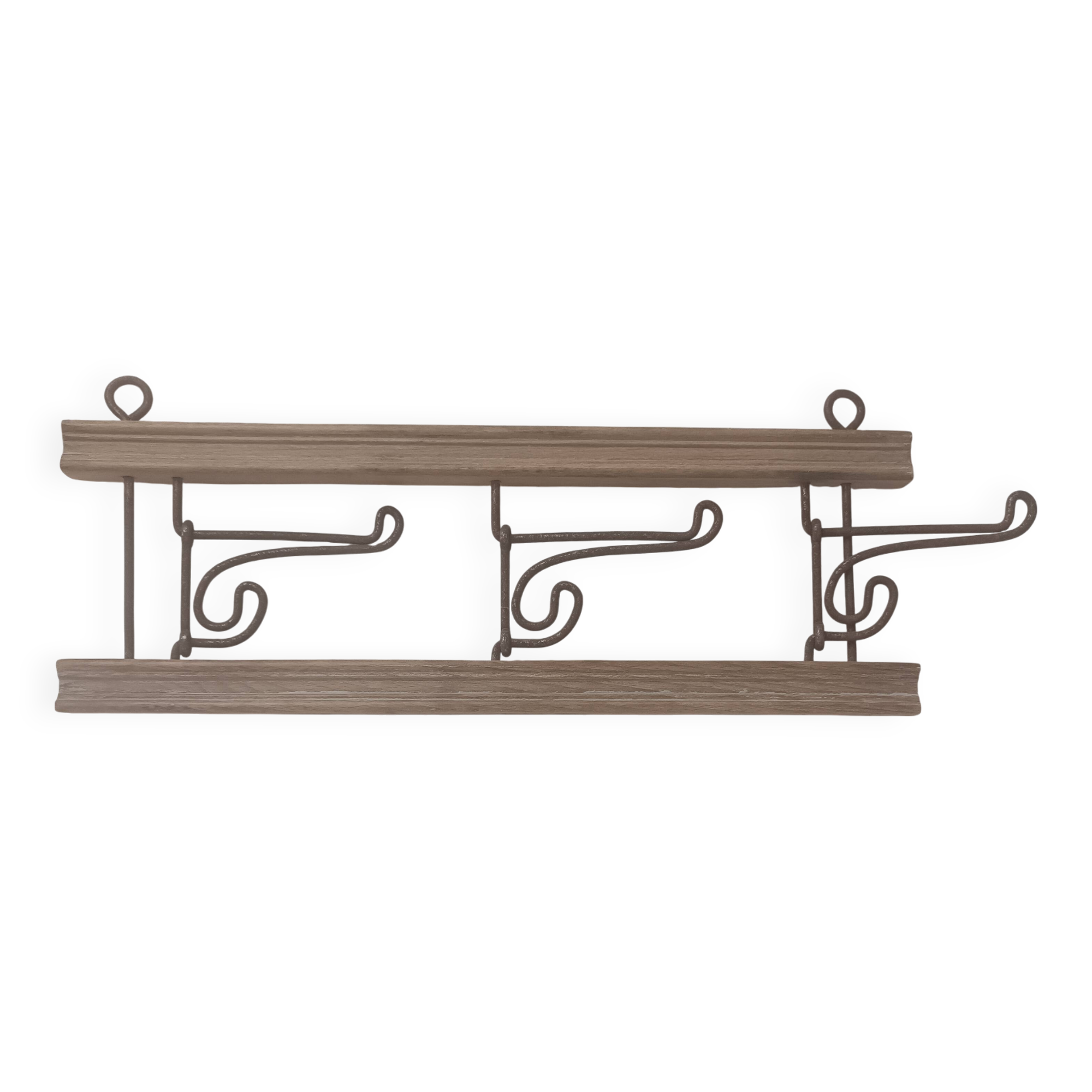 Coat rack/wood & iron hooks