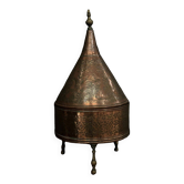 Oriental tagine in copper or brass with its 20th century engraved lid