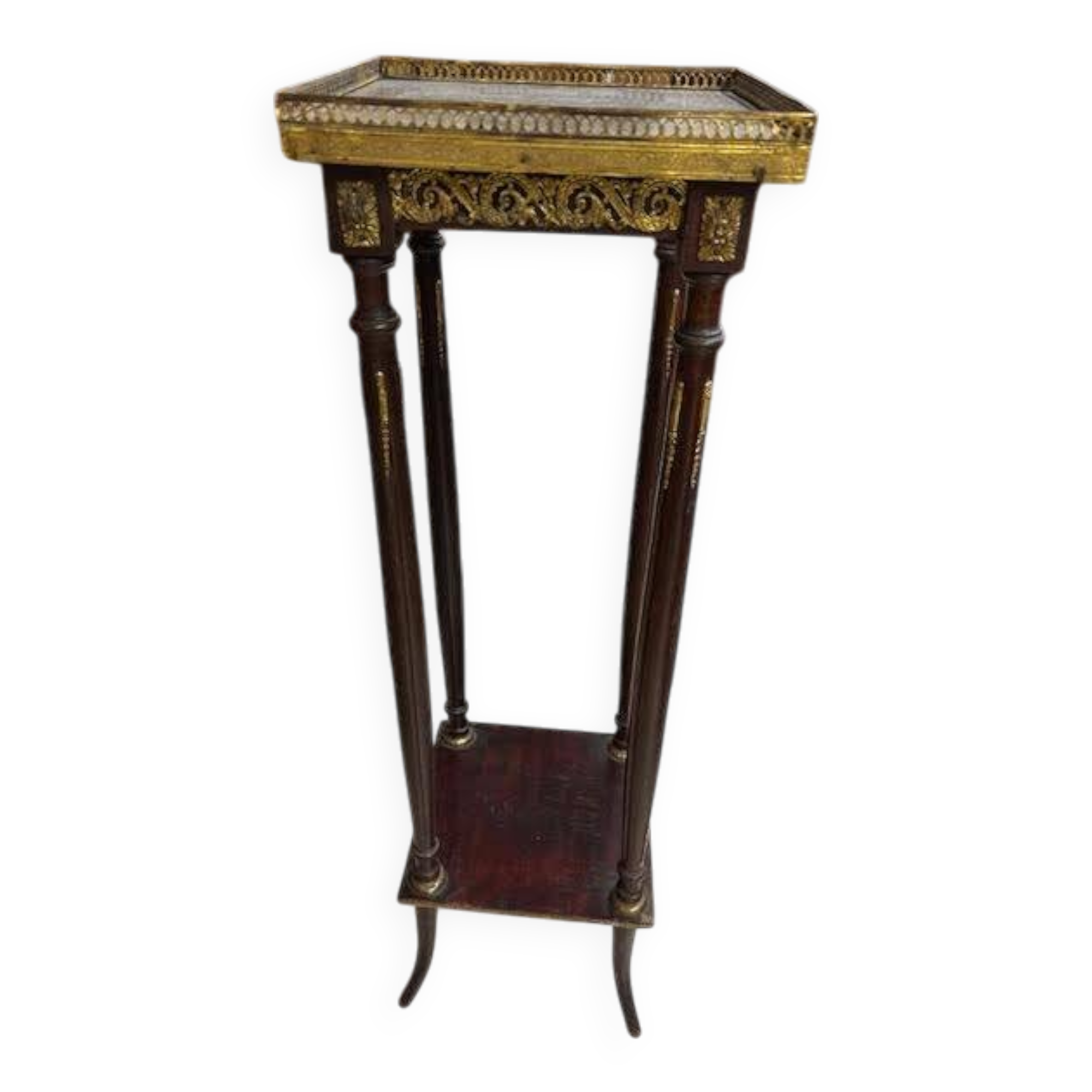 Wooden and brass saddle