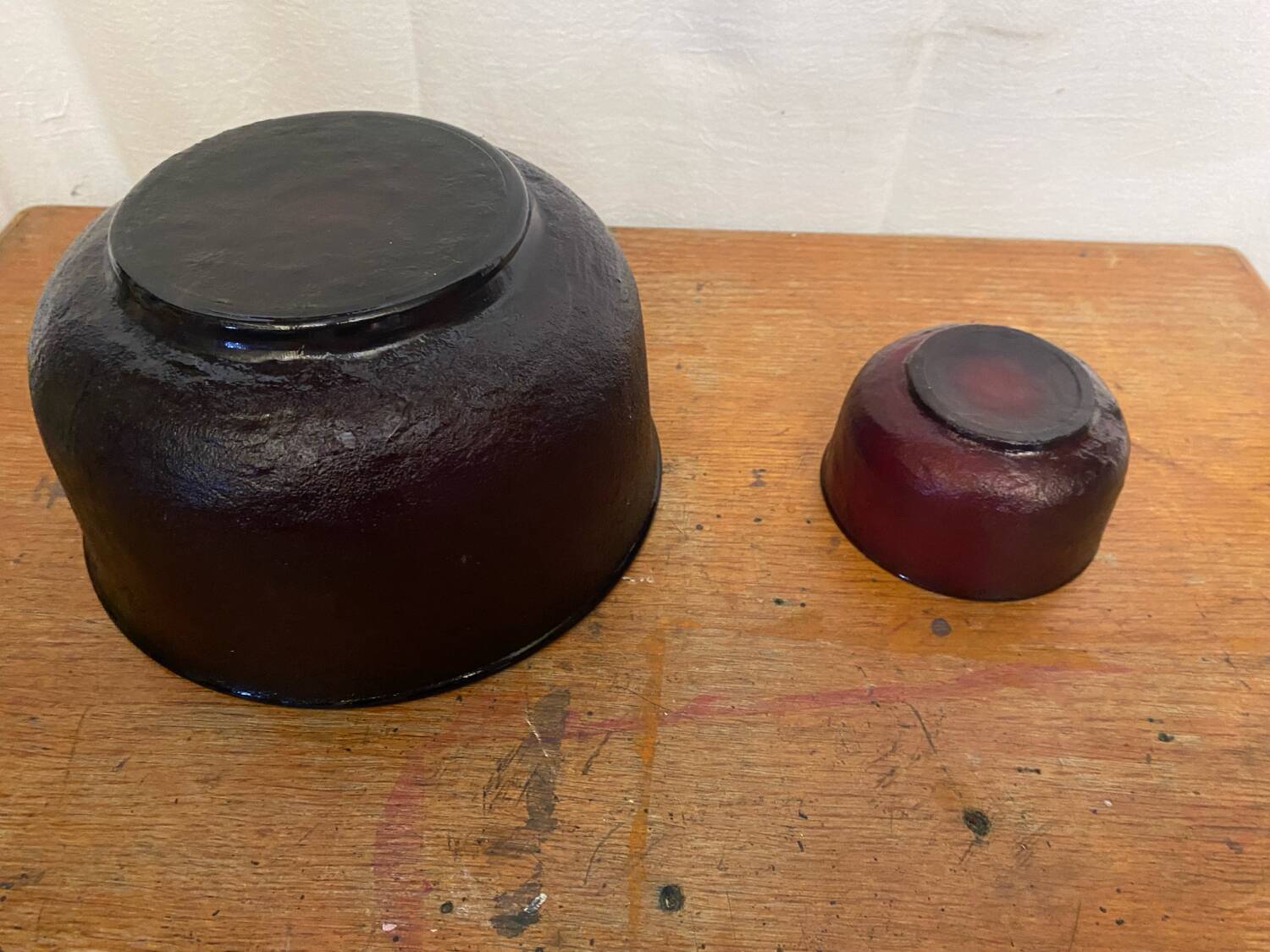 Salad bowl + 6 vintage ARCOROC Sierra molded glass bowls, ruby red, Vinta