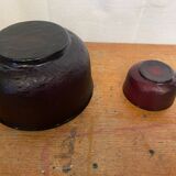 Salad bowl + 6 vintage ARCOROC Sierra molded glass bowls, ruby red, Vinta