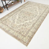 5x9 faded beige wool handknotted oushak rug, 276x166cm