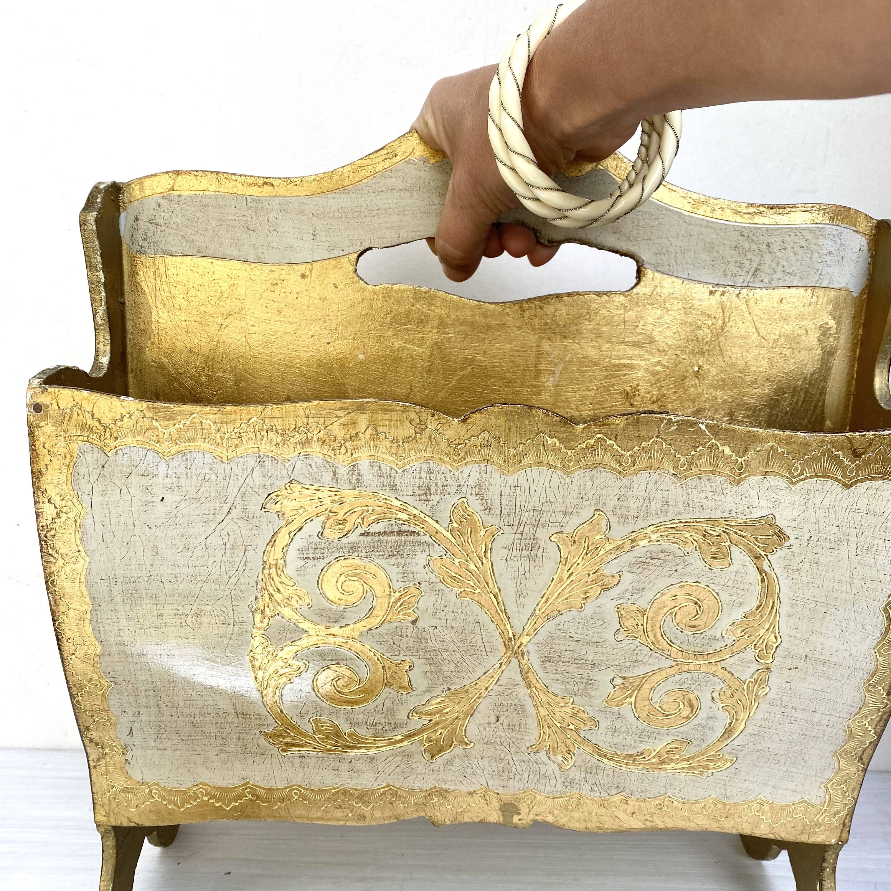 Porte revue vintage florentin blanc et or